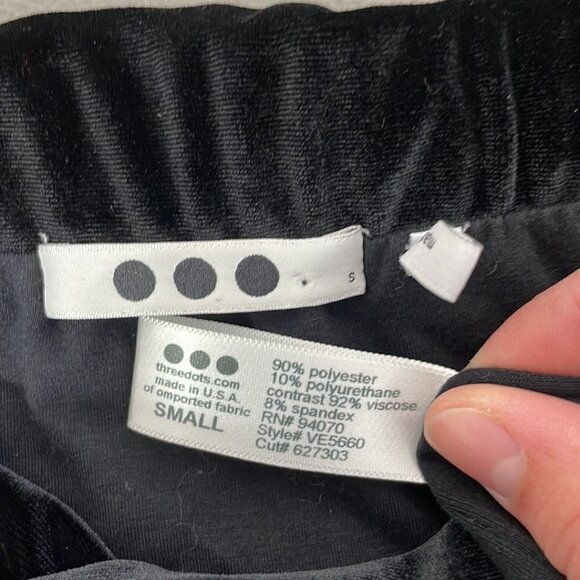 Three Dots Velvet Dress Long Sleeve Square Neck Black Size Small S - Picture 12 of 16